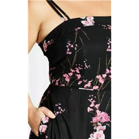 City Chic Orchid Midi Pocket Black Floral Dress - Picture 3 of 13